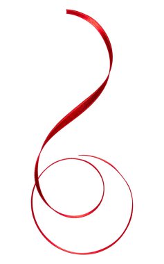 Beyaz arka plan clo üzerinde izole kırmızı renkte parlak saten şerit