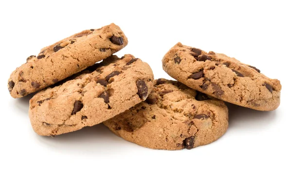 Galletas de chispas de chocolate aisladas sobre fondo blanco. Vizcaya dulce — Foto de Stock