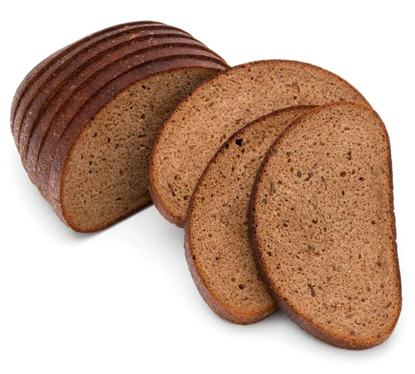 Čerstvé Plátky Žitného Chleba Bochník Izolovaných Bílém Pozadí Výřez — Stock fotografie