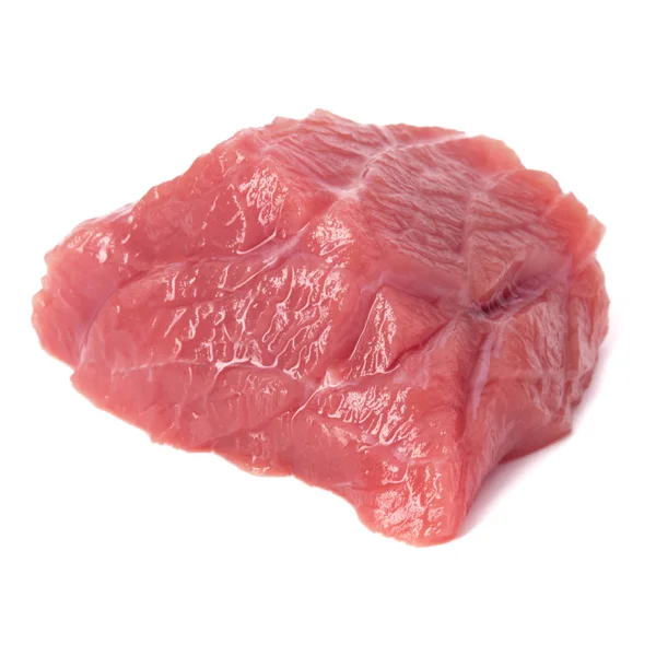 Cubo Carne Carne Picada Crua Isolado Corta Fundo Branco — Fotografia de Stock