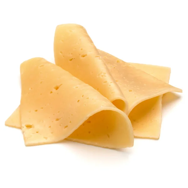 Fatias de queijo isoladas no recorte de fundo branco — Fotografia de Stock