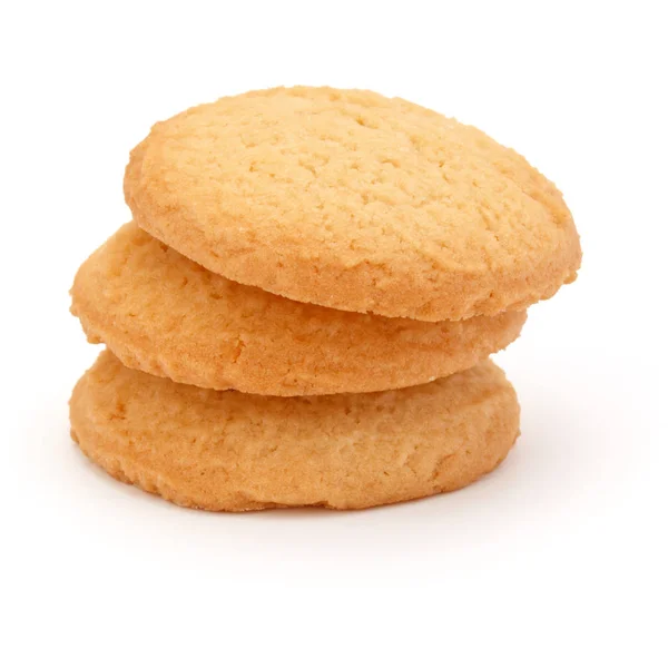 Biscoitos de massa curta empilhados isolados no fundo branco — Fotografia de Stock