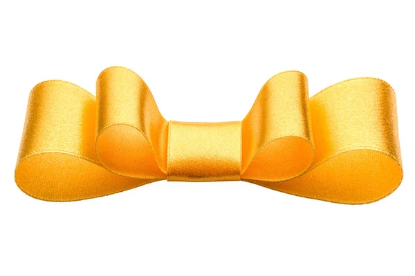 Arco presente dourado festivo isolado no recorte de fundo branco — Fotografia de Stock