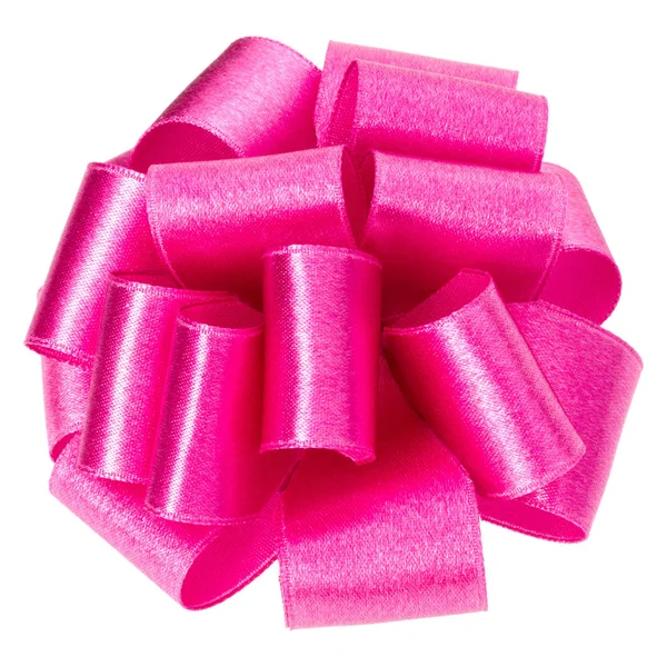 Μεγάλο στρογγυλό κορδέλα τόξο σε ροζ χρώμα που απομονώνονται σε λευκό φόντο — Φωτογραφία Αρχείου