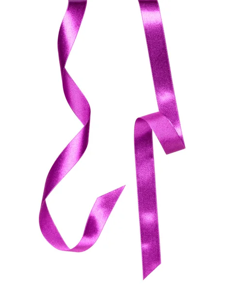 Fényes szatén szalag, lila színű elszigetelt fehér háttér c — Stock Fotó