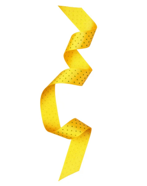 Блискучий атласний стиль Великодня жовта стрічка ізольована на білому фоні — стокове фото