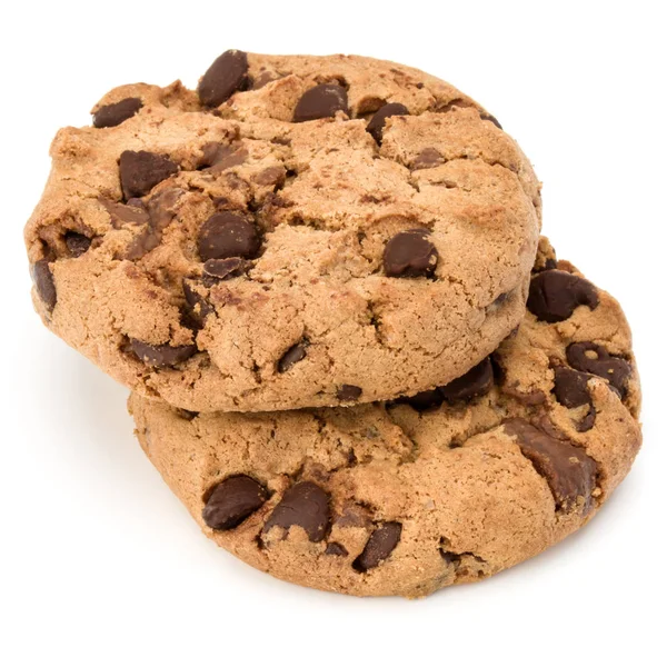 Deux biscuits aux pépites de chocolat isolés sur fond blanc. Doux b — Photo