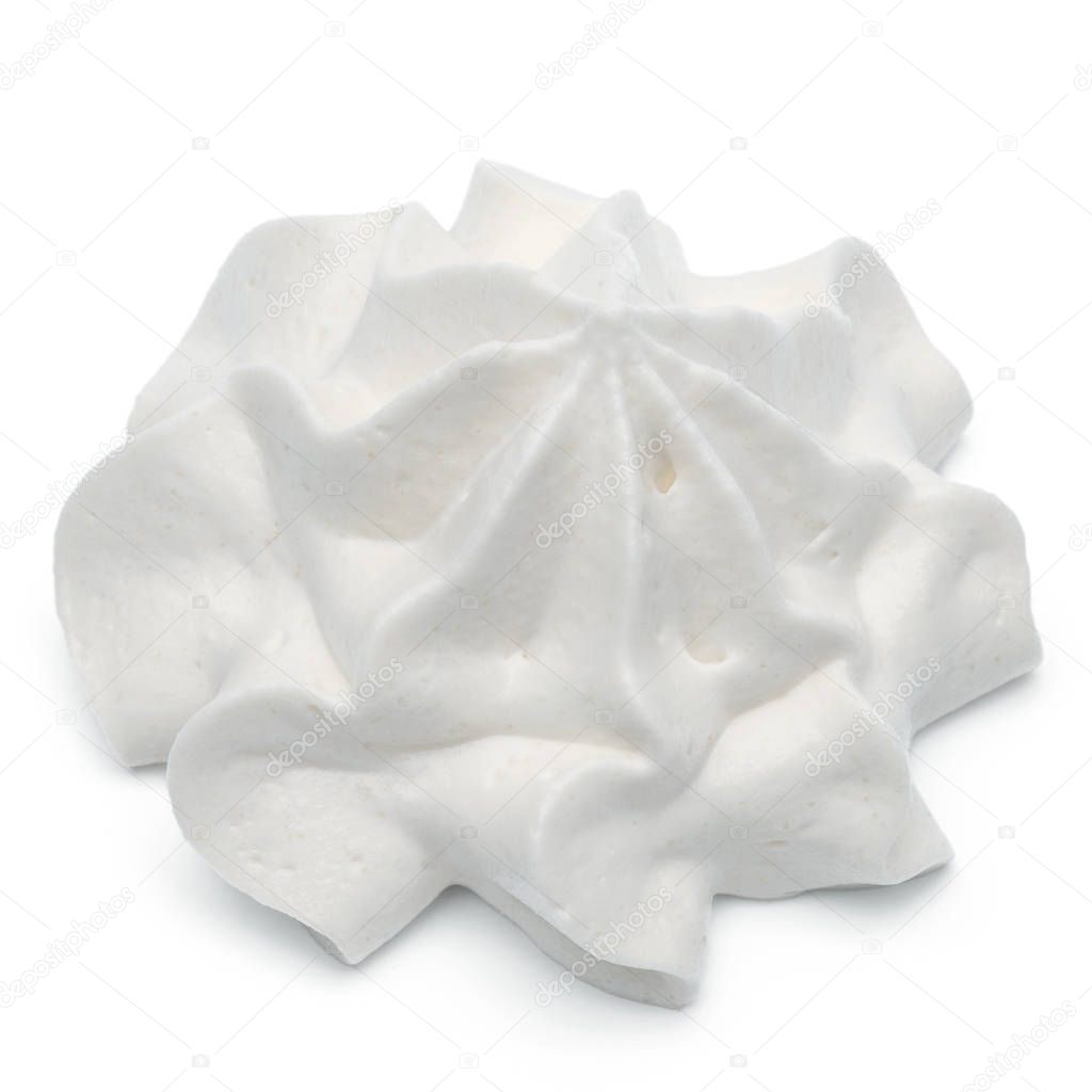 Whipped cream swirl  isolated on white background cutout