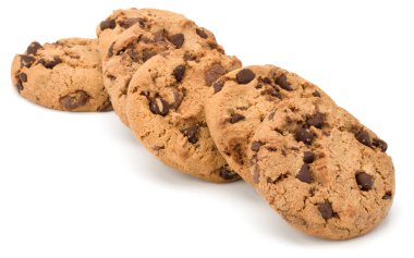 Beyaz arka plan üzerinde izole çikolatalı kurabiye. Tatlı biscu