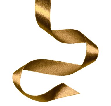 Beyaz arka plan c izole kahverengi renkte parlak saten şerit