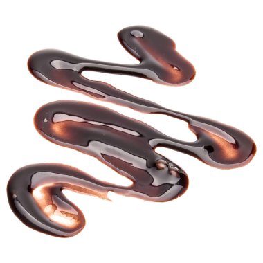 Beyaz arkaplanda izole edilmiş çikolata şurubu damlası