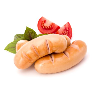 Beyaz arka plan kesme izole Kızarmış sosis 