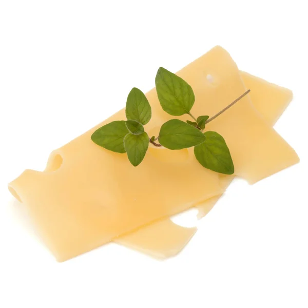 Plasterek sera z oregano na białym tle — Zdjęcie stockowe