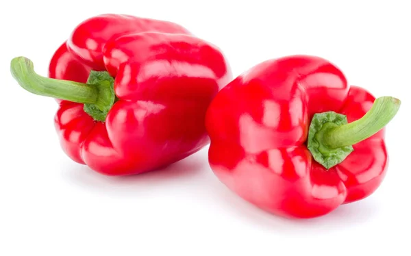 Two sweet bell peppers isolated on white background cutout — Stock Photo, Image