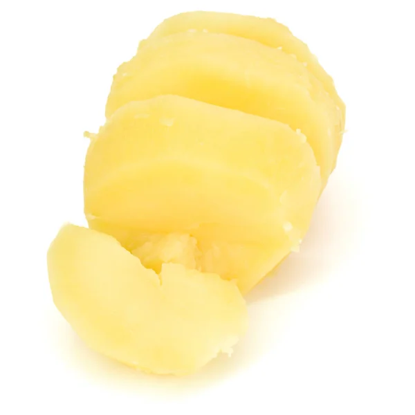 Βρασμένα καθαρισμένα κομμένα σε φέτες πατάτας απομονώνονται σε λευκό φόντο cutout — Φωτογραφία Αρχείου