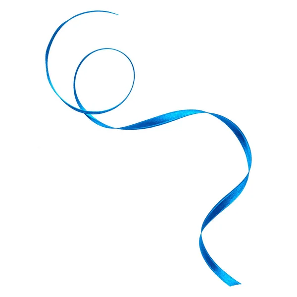 Λαμπερό σατέν κορδέλα σε μπλε χρώμα που απομονώνονται σε λευκό φόντο cl — Φωτογραφία Αρχείου