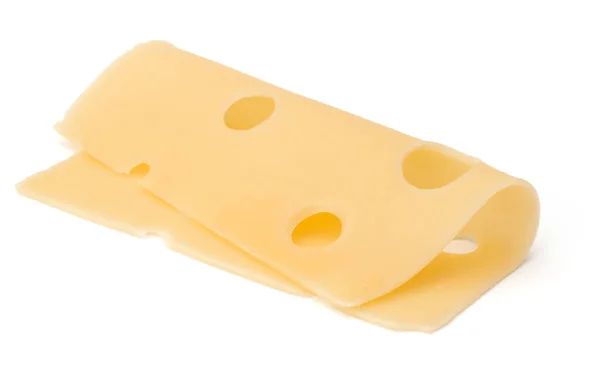 白い背景に分離された 1 つのチーズ スライス — ストック写真