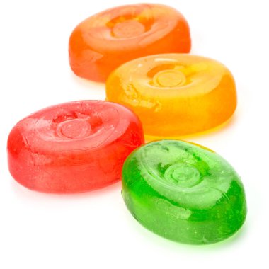 Şeker, şeker veya suga haşlanmış dört renkli meyve sert şeker