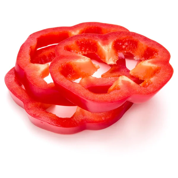 Red sweet bell pepper slices isolated on white background cutout — Stock Photo, Image