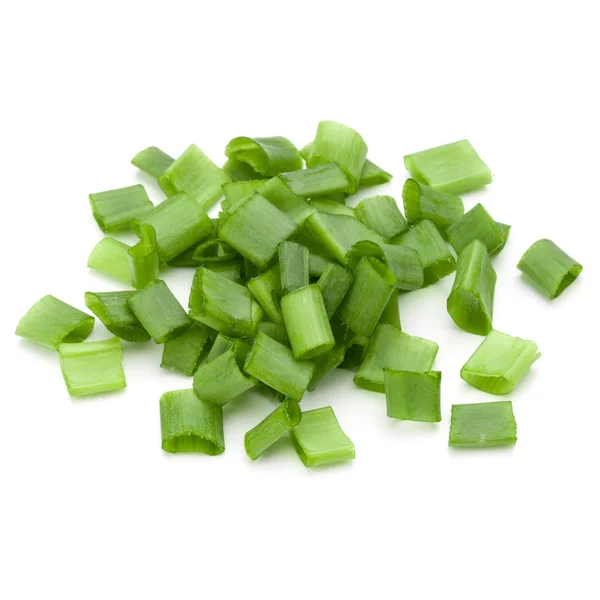 Chopped spring onion or scallion isolated on white background cu — Stock Photo, Image