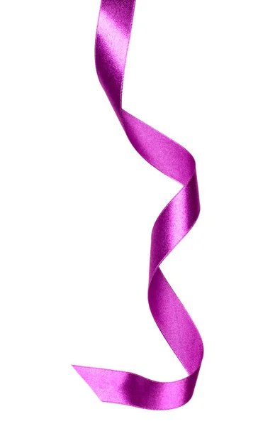 Glänzende Satinband in lila Farbe isoliert auf weißem Hintergrund c — Stockfoto
