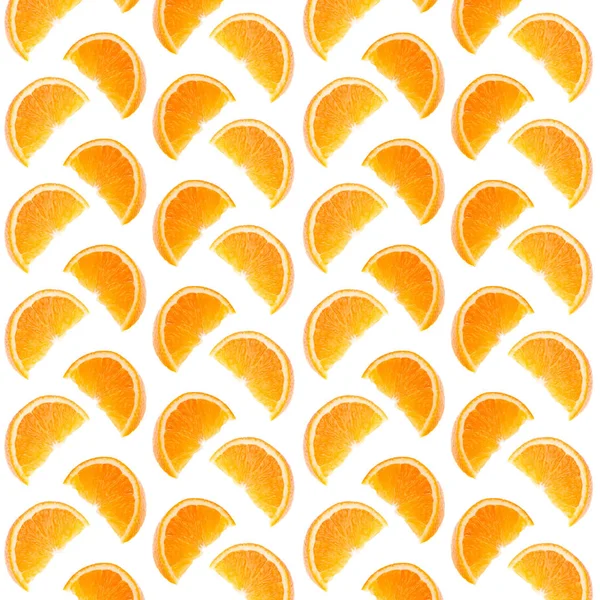 Orange Segments Pattern Isolated White Background Food Background — Stock Photo, Image