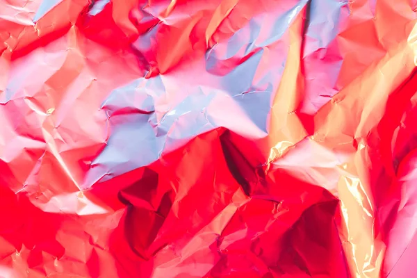 Crushed Paper Background Vibrant Bold Gradient Holographic Neon Colors Fire — Stock Photo, Image
