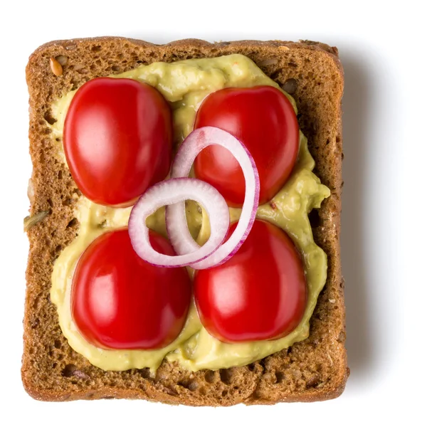 Otevřené Překližované Sendvič Crostini Izolovaných Bílém Pozadí Closeup Vegetariánské Canape — Stock fotografie