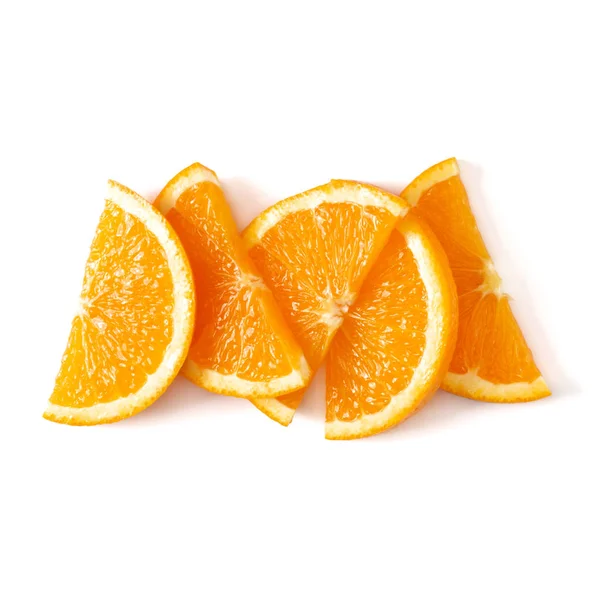 Rebanada Fruta Naranja Aislada Sobre Fondo Blanco Cerca Fondo Alimenticio —  Fotos de Stock