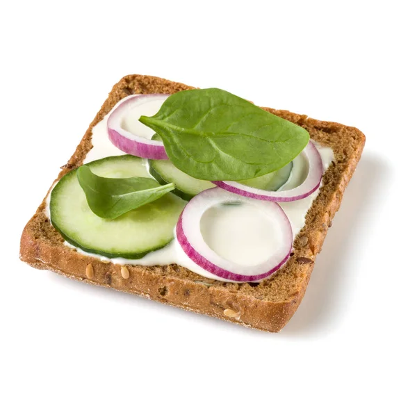 Open Faced Sandwich Crostini Isolated White Background Closeup Vegetarian Canape — Stock Photo, Image