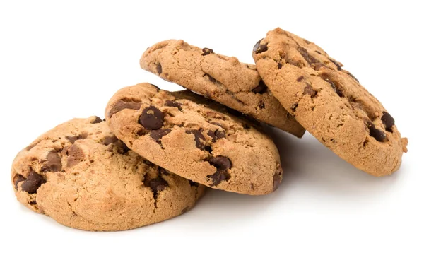 Chocolate Chip Cookies Isoliert Auf Weißem Hintergrund Süße Kekse Hausgemachtes — Stockfoto