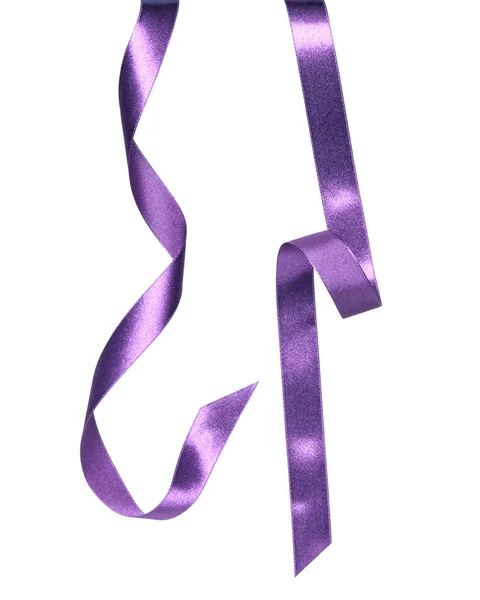 Shiny Satin Ribbon Lavender Color Isolated White Background Close — Stock Photo, Image