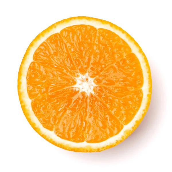 Polovina Oranžové Plody Izolovaných Bílém Pozadí Closeup Jídlo Pozadí Plochá — Stock fotografie
