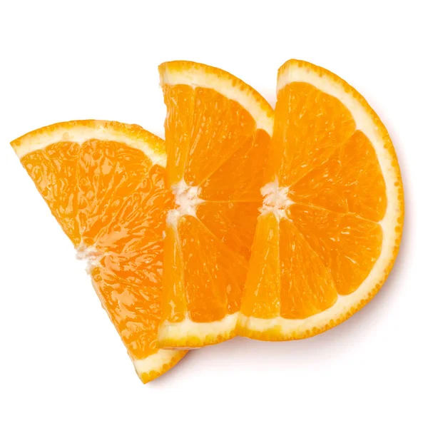 橙色水果片隔离在白色背景特写镜头 食物背景 平面布局 顶部视图 — 图库照片