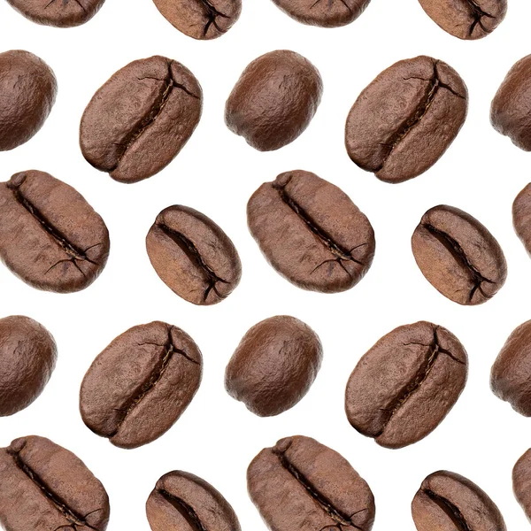 Coffee Beans Seamless Pattern Isolated White Background Food Background Coffee — Stock Photo, Image