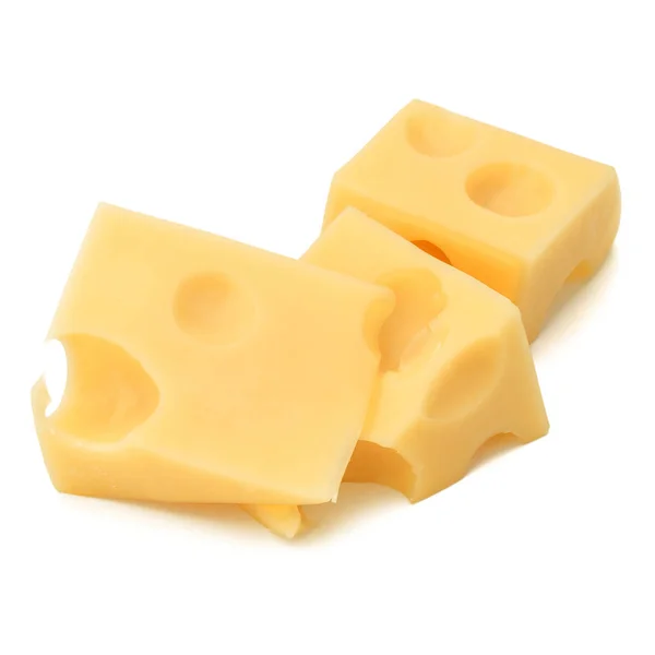 Cubes Cheese Cheese Block Isolated White Background Cutout — Stock Photo, Image