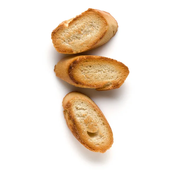 Geroosterd Stokbrood Segmenten Geïsoleerd Witte Achtergrond — Stockfoto