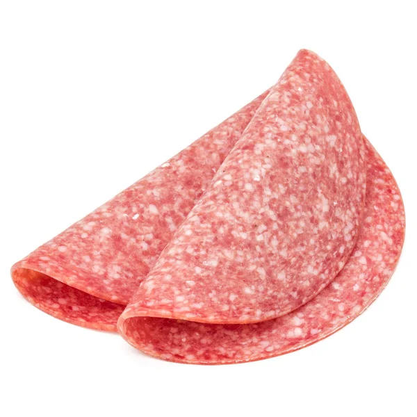 Salame Fette Salsiccia Isolato Sfondo Bianco — Foto Stock