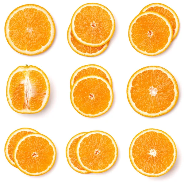 Patrón Sin Costuras Rodajas Fruta Naranja Aisladas Sobre Fondo Blanco — Foto de Stock