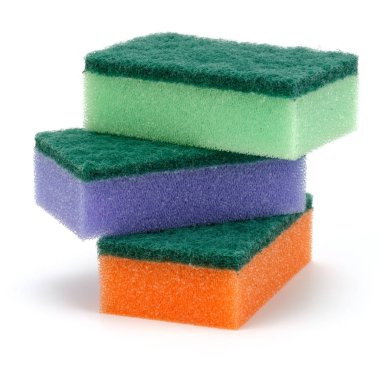 Beyaz arka plan üzerinde izole yığılmış süngerleri kes şunu 