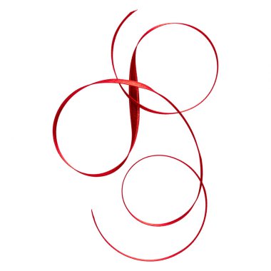 Beyaz arka plan üzerinde izole kırmızı renkte parlak saten kurdele kapatın. Dekorasyon için kurdele resmi.