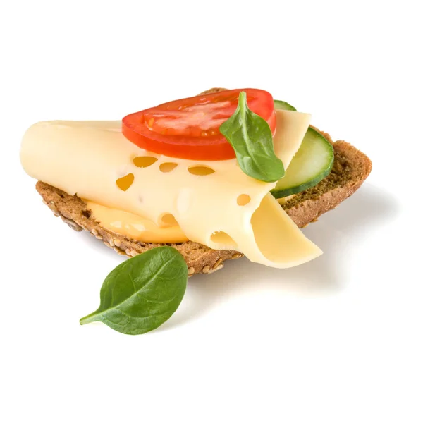 Otevřené Překližované Sendvič Crostini Izolovaných Bílém Pozadí Closeup Vegetariánské Canape — Stock fotografie