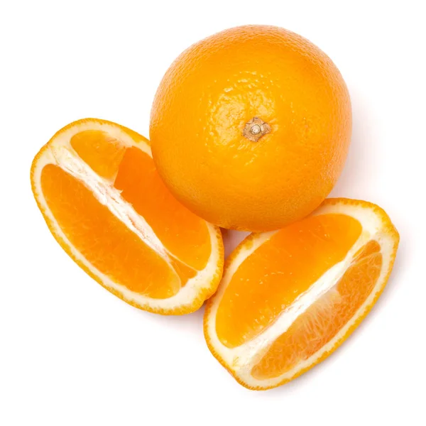 Orange Frukt Skiva Isolerad Vit Bakgrund Närbild Mat Bakgrund Platt — Stockfoto