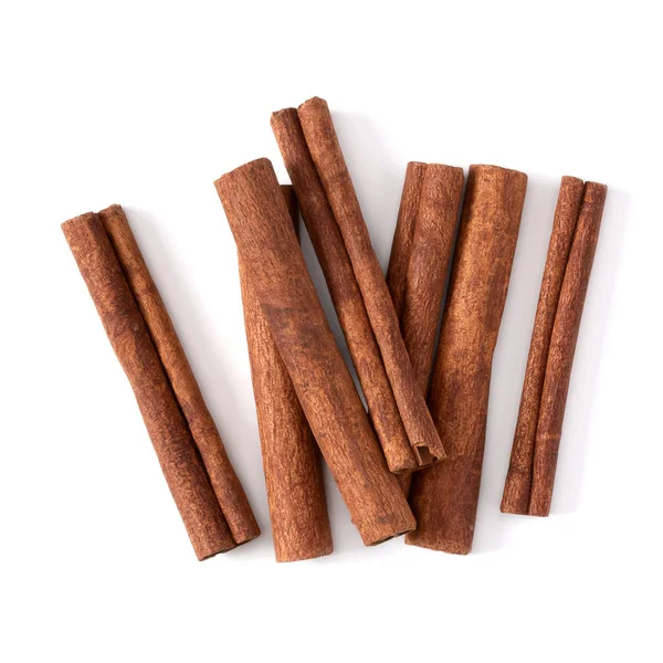 Cinnamon Sticks Isolated White Background Closeup Canella Spice Aromatic Condiment — Stock Photo, Image