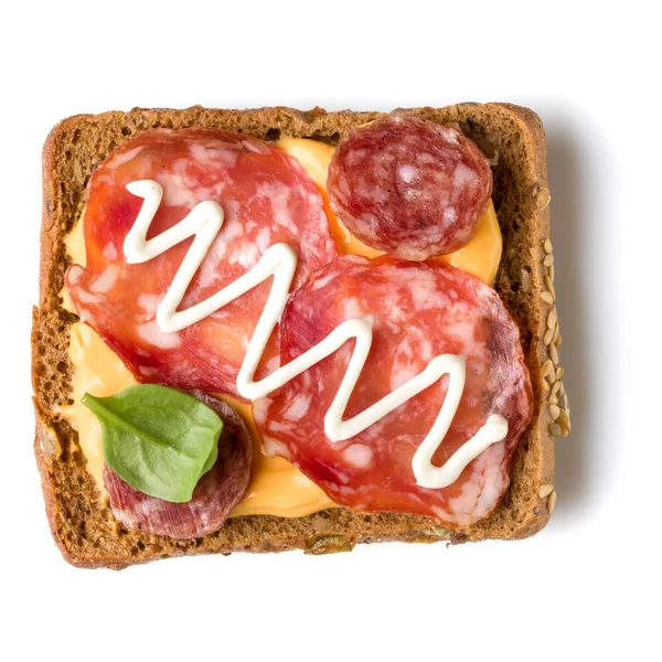 Crostini Sandwich Face Ouverte Isolé Sur Fond Blanc Gros Plan — Photo