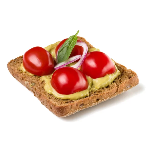 Open Faced Sandwich Crostini Isolated White Background Closeup Vegetarian Canape — Stock Photo, Image