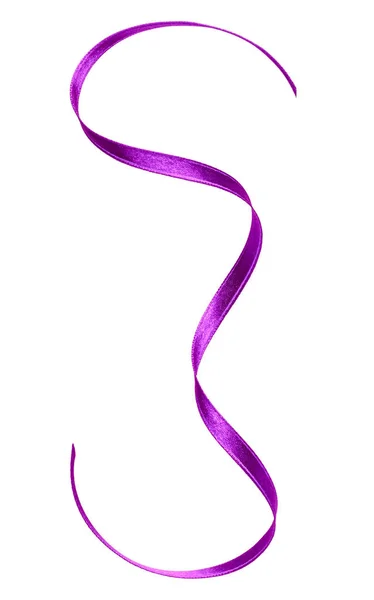 Glanzend Satijn Lint Lavendel Kleur Geïsoleerd Een Witte Achtergrond Close — Stockfoto