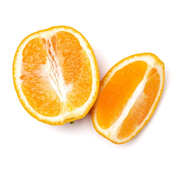 Orange Frukt Skiva Isolerad Vit Bakgrund Närbild Mat Bakgrund Platt — Stockfoto