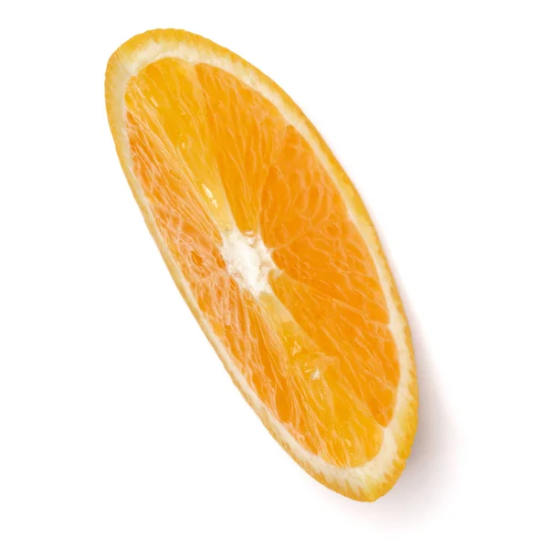 Narancssárga Gyümölcs Szelet Elszigetelt Fehér Háttér Vértes Élelmiszer Háttér Lapos — Stock Fotó