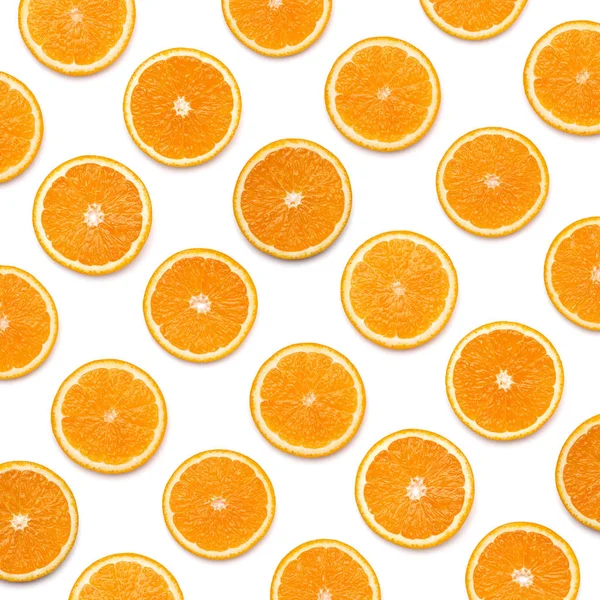 Modello Fette Frutta Arancione Fette Arancia Isolate Sfondo Bianco Esperienza — Foto Stock